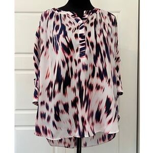 Jennifer Lopez White, Navy, Pink Blouse